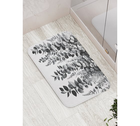 Изображение товара Коврик для ванной комнаты и туалета противоскользящий JoyArty "Серый эвкалипт" 52x77 см bath_sd3578