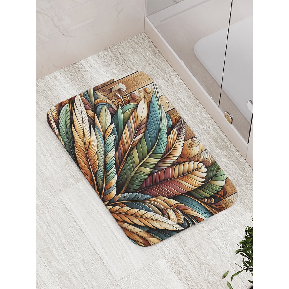 Изображение товара Коврик для ванной комнаты противоскользящий JoyArty "Перья птиц" 52x77 см