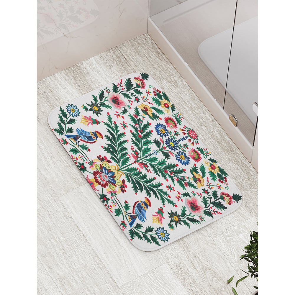 Изображение товара Коврик для ванной комнаты JoyArty Птички на ветках 52x77 см противоскользящий