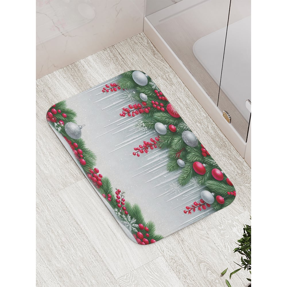 Изображение товара Коврик для ванной комнаты противоскользящий JoyArty Сосульки в ели 52x77 см новогодний дизайн