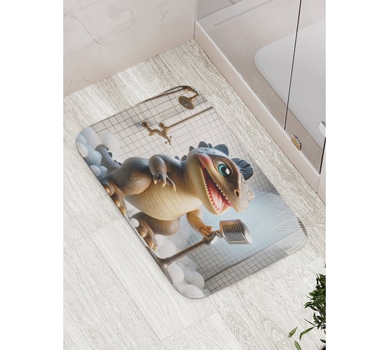 Изображение товара Коврик для ванной комнаты и туалета противоскользящий JoyArty "Динозавр поет" 52x77 см bath_sd3459
