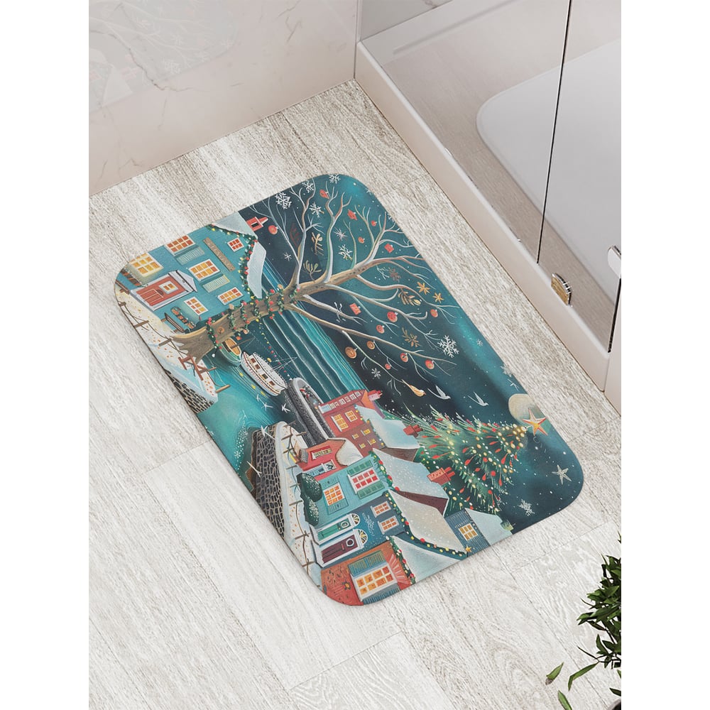 Изображение товара Коврик для ванной комнаты и туалета противоскользящий JoyArty "Зимний городок" 52х77 см