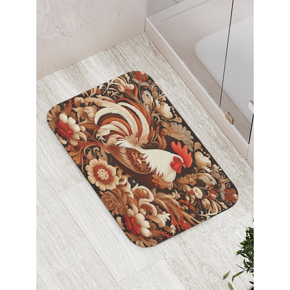 Изображение товара Коврик для ванной комнаты и туалета JoyArty Петух в цветах 52x77 см противоскользящий