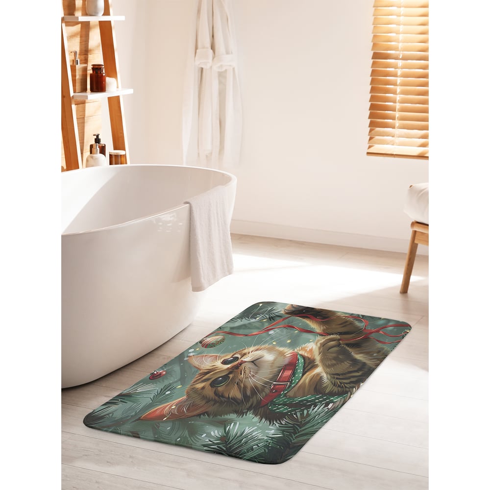 Изображение товара Коврик JoyArty "Играющий котик" 60x100 см противоскользящий для ванной