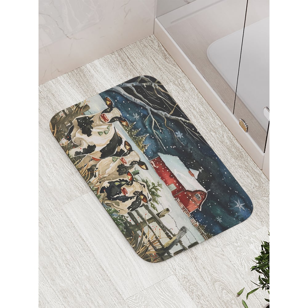 Изображение товара Коврик для ванной комнаты JoyArty Коровы на прогулке 52x77 см противоскользящий