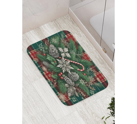 Изображение товара Коврик для ванной комнаты и туалета противоскользящий JoyArty "Снежинки в иголках" 52x77 см, серия Новый год и Рождество bath_sd3904