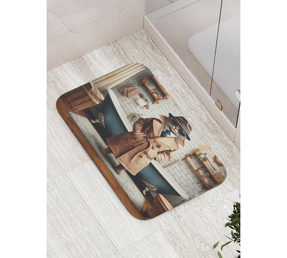 Изображение товара Коврик для ванной комнаты и туалета противоскользящий JoyArty "Кот шпион" 52x77 см bath_sd3560