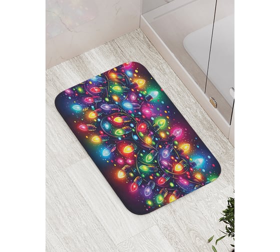 Изображение товара Коврик для ванной комнаты и туалета противоскользящий JoyArty "Красочные огоньки" 52x77 см, серия Новый год и Рождество bath_sd3885