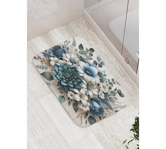 Изображение товара Коврик для ванной комнаты и туалета противоскользящий JoyArty "Зеленые сухоцветы" 52x77 см bath_sd3480