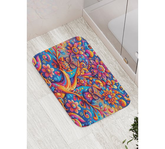 Изображение товара Коврик для ванной комнаты и туалета противоскользящий JoyArty "Цветные совы" 52x77 см bath_sd3561