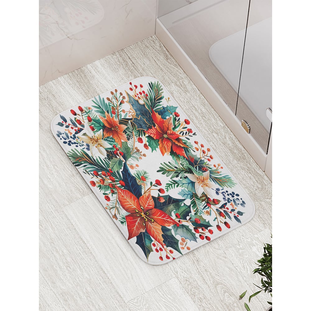 Изображение товара Коврик для ванной комнаты противоскользящий JoyArty Лиственный венок 52x77 см