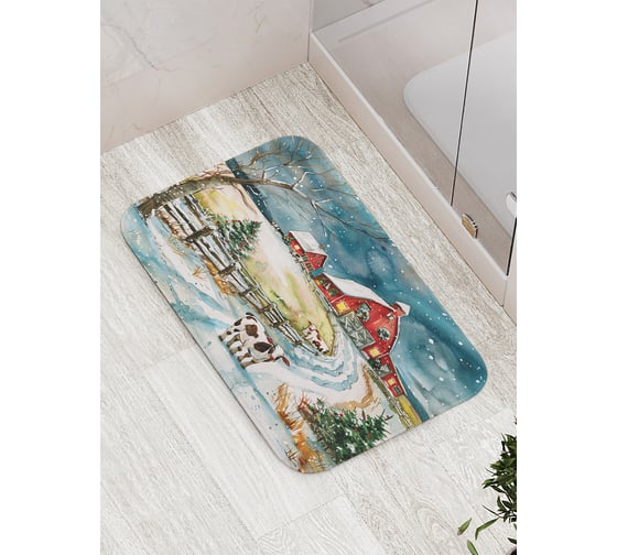 Изображение товара Коврик для ванной комнаты и туалета противоскользящий JoyArty "Прогулка зимой" 52x77 см, серия Новый год и Рождество bath_sd3989