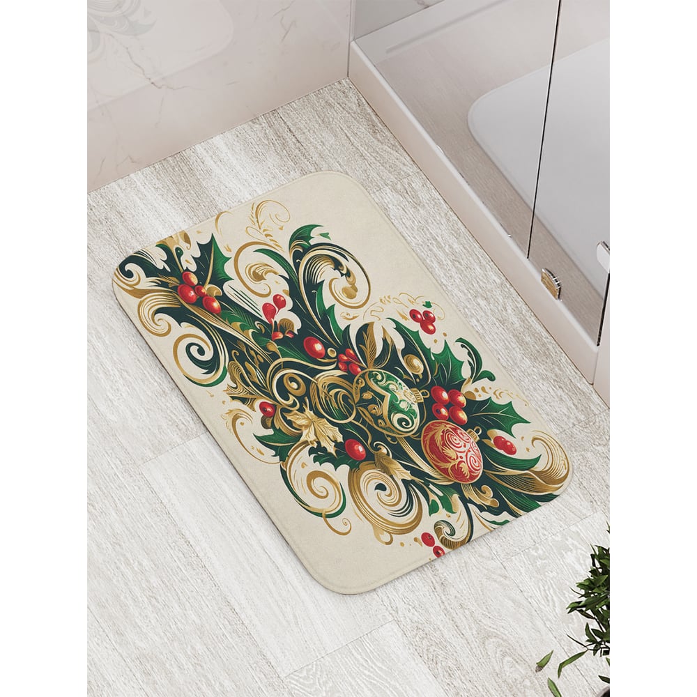 Изображение товара Коврик для ванной комнаты и туалета JoyArty Нарядные игрушки 52x77 см новогодний противоскользящий