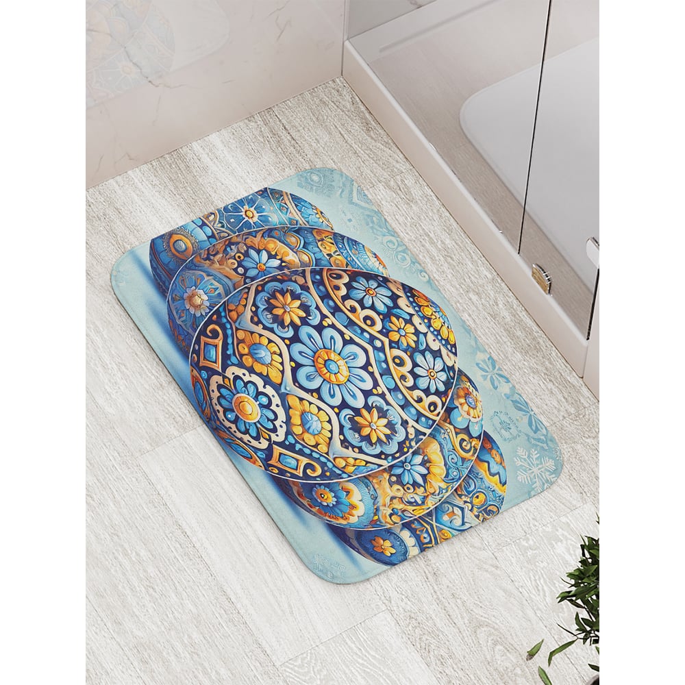 Изображение товара Коврик для ванной комнаты противоскользящий JoyArty Расписные яйца 52x77 см Новый год