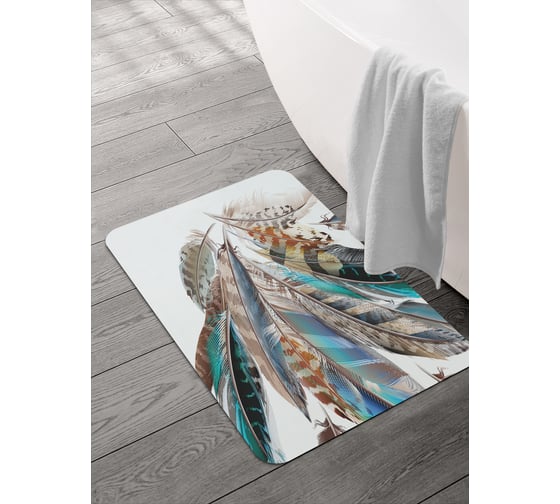 Изображение товара Коврик для ванной и туалета JOYARTY 58x38 см Декоративные перья sbmrec_20238_58x38