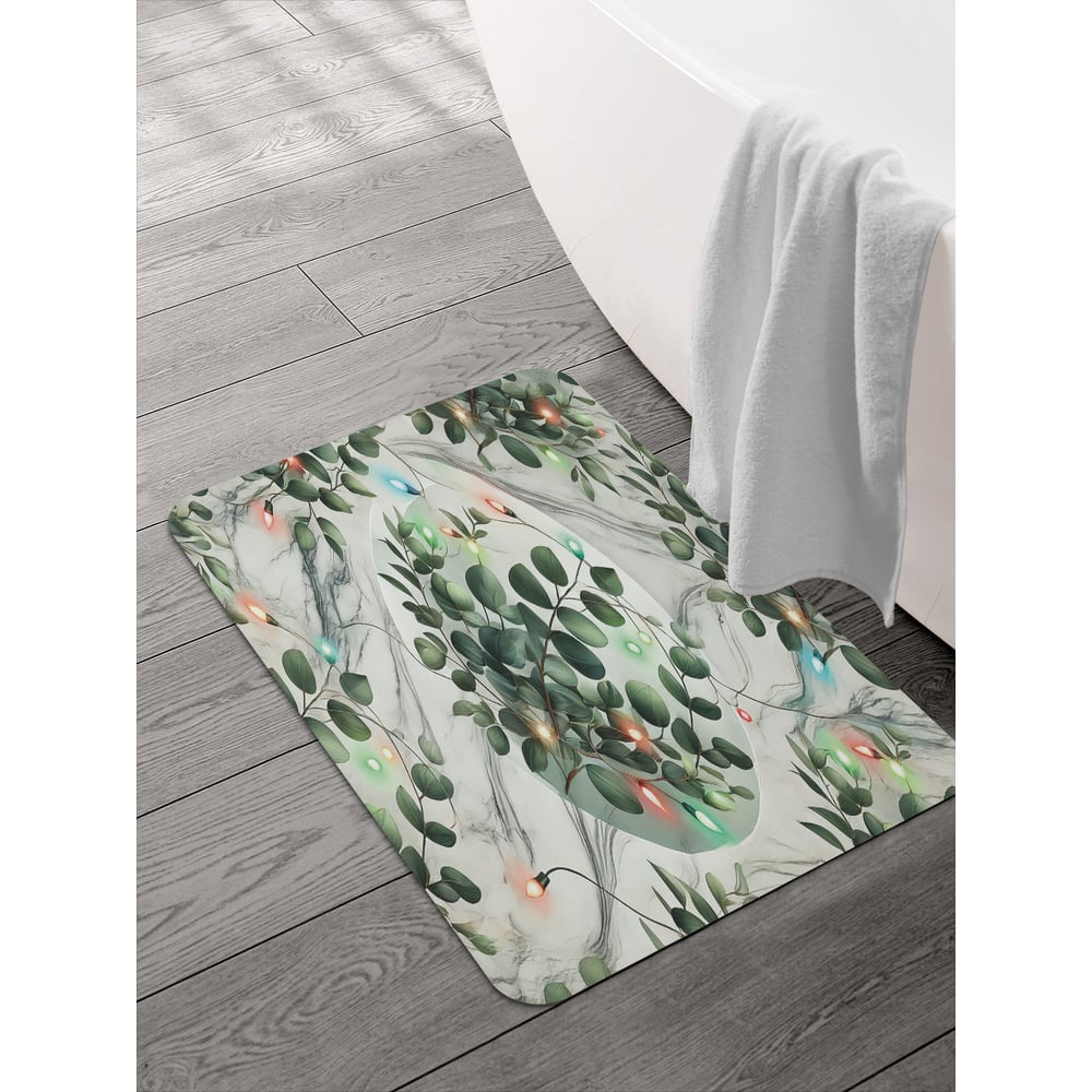 Изображение товара Коврик для ванной JOYARTY Эвкалипт в огоньках 58x38 см противоскользящий