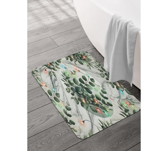 Изображение товара Коврик для ванной и туалета JOYARTY Эвкалипт в огоньках 58x38 см, sbmrec_sd3946_58x38