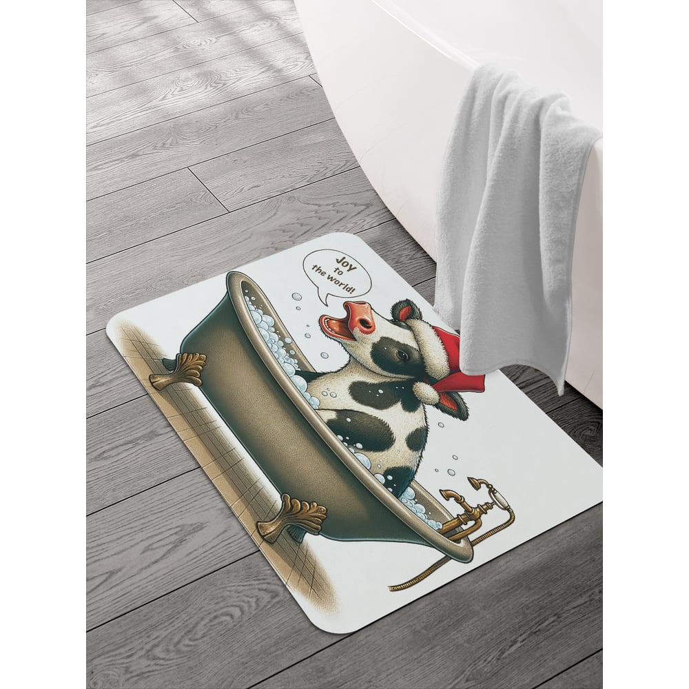 Изображение товара Коврик для ванной и туалета JOYARTY Радостная корова 58x38 см