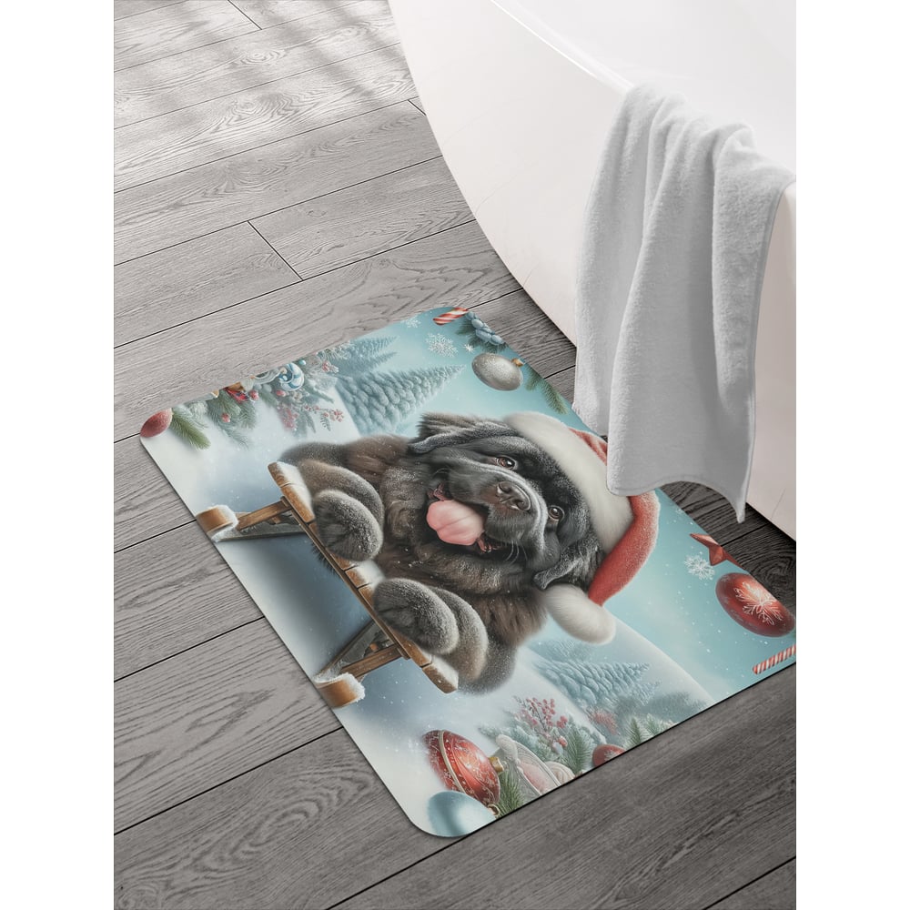 Изображение товара Коврик для ванной и туалета JOYARTY Пес на санках 58x38 см