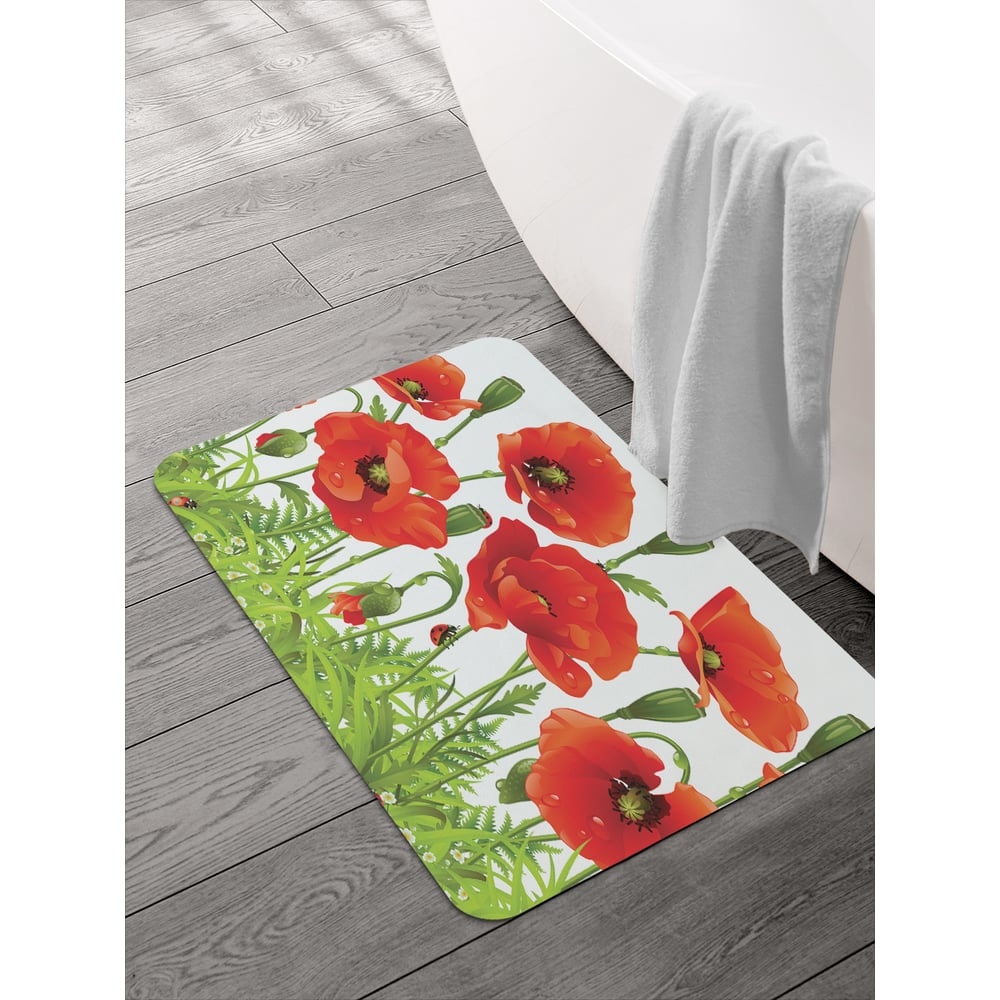 Изображение товара Коврик для ванной JOYARTY 58x38 см противоскользящий с цветочным рисунком