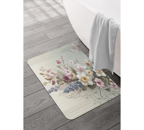 Изображение товара Коврик для ванной и туалета JOYARTY Украшение цветами 58x38 см, sbmrec_sd3474_58x38