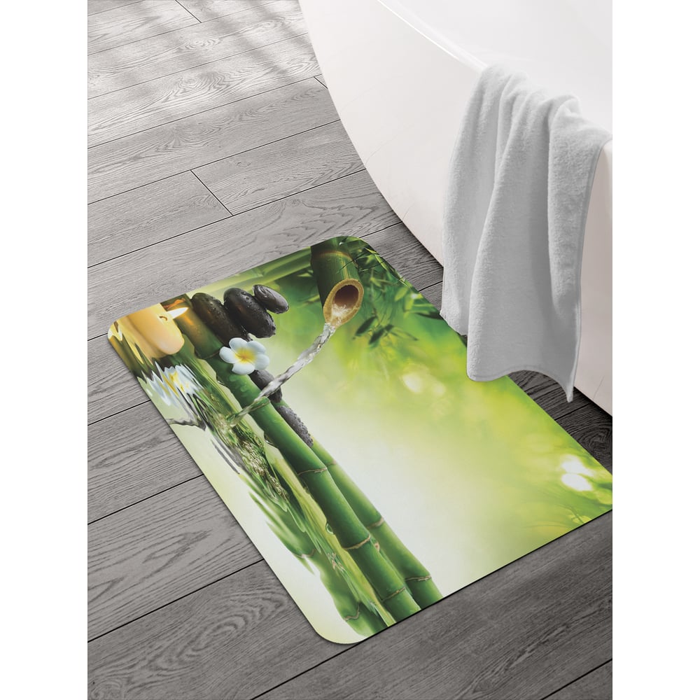 Изображение товара Коврик для ванной и туалета JOYARTY 58x38 см бамбуковый дизайн с противоскользящим покрытием