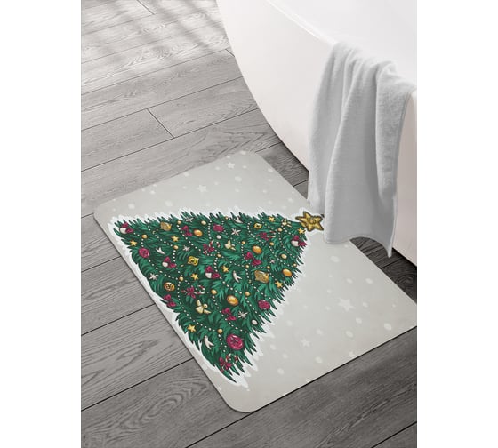 Изображение товара Коврик для ванной и туалета JOYARTY 58x38 см Ёлочка нарядная sbmrec_427885_58x38