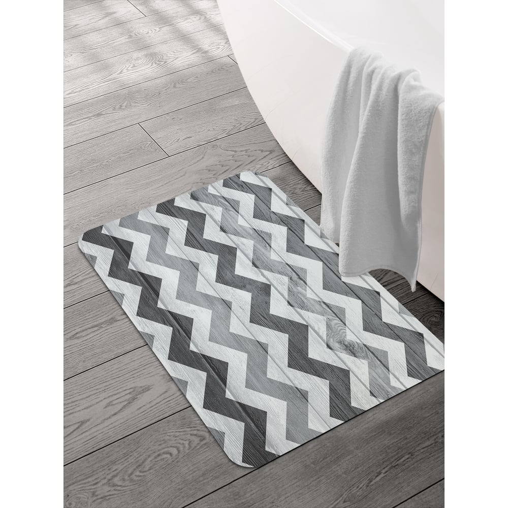 Изображение товара Коврик для ванной JOYARTY 58x38 см Серо-голубой Будничный зигзаг