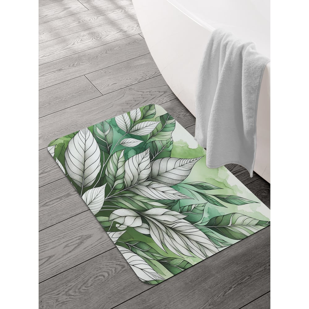 Изображение товара Коврик для ванной и туалета JOYARTY 58x38 см с рисунком листьев
