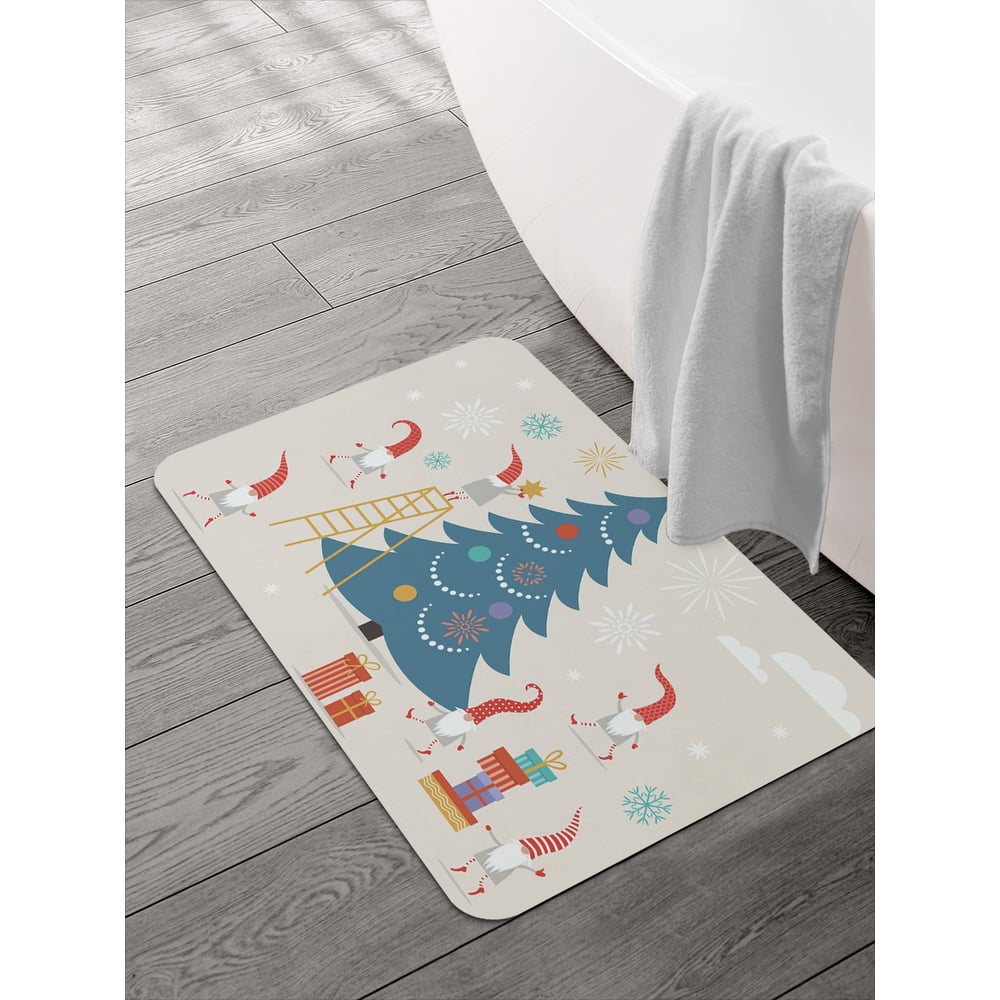 Изображение товара Коврик для ванной JOYARTY 58x38 см новогодний с гномами противоскользящий