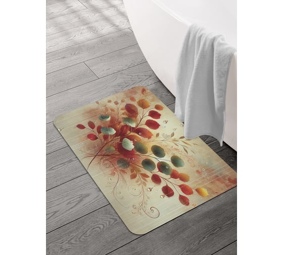 Изображение товара Коврик для ванной и туалета JOYARTY Сухоцветы в орнаменте 58x38 см, sbmrec_sd4009_58x38