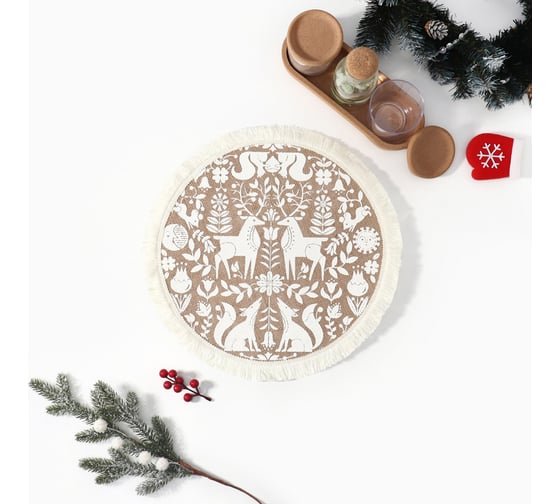 Изображение товара Салфетка Этель Олени белый, 37х37 см 10317602