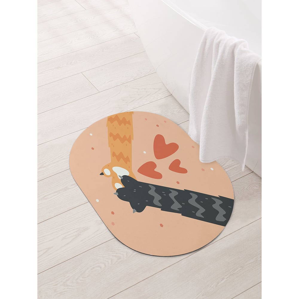 Изображение товара Коврик для ванной овальный противоскользящий JOYARTY 58x38 см серия День влюбленных и семьи