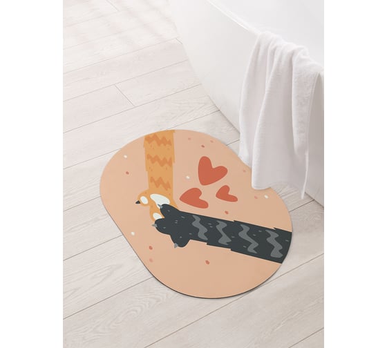 Изображение товара Коврик для ванной и туалета овальный противоскользящий JOYARTY Давай лапу 58x38 см, серия День влюбленных и семьи sbm_422679_58x38