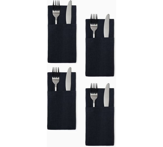 Изображение товара Набор конвертов для приборов Этель Home collection blue-4 шт, 22x10 см, 100% лён 10610024