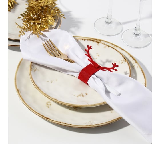 Изображение товара Набор декоративных колец для салфеток Доляна Олень бордо 4 шт., 15х5 см, 100% п/э фетр 10507882