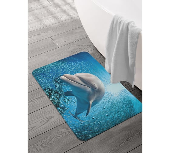 Изображение товара Коврик для ванной и туалета JOYARTY 58x38 см Любопытный дельфин sbmrec_20437_58x38