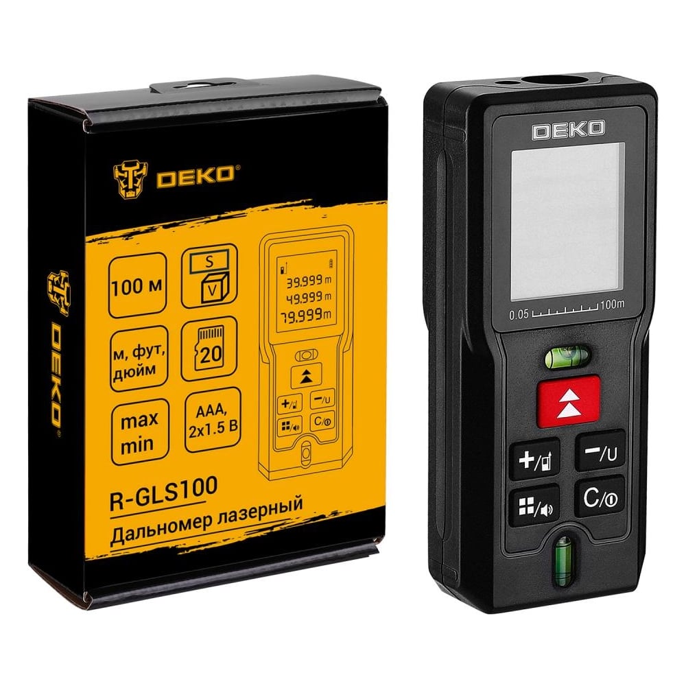 Изображение товара Лазерный дальномер DEKO R-GLS100 083-3602 для точных измерений