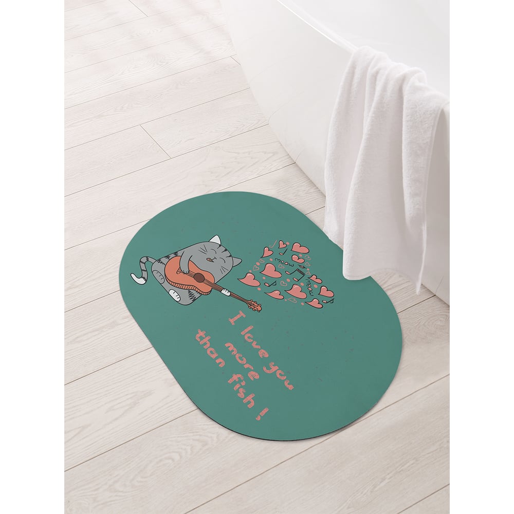 Изображение товара Противоскользящий коврик для ванной JOYARTY Влюбленный кот-гитарист 58x38 см