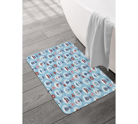 Изображение товара Коврик для ванной и туалета JOYARTY 58x38 см Новогодние шары sbmrec_427887_58x38