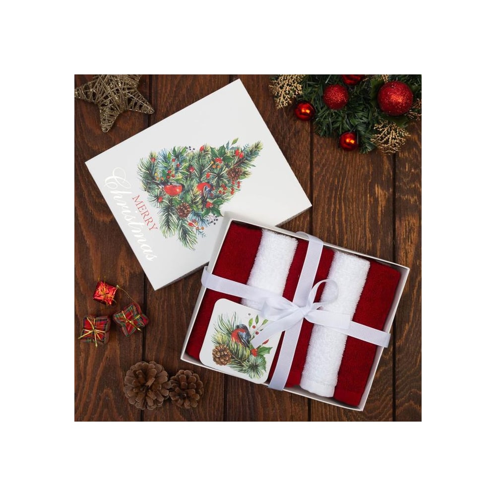 Изображение товара Махровые полотенца Этель Merry Christmas 30x30 см, 5 шт