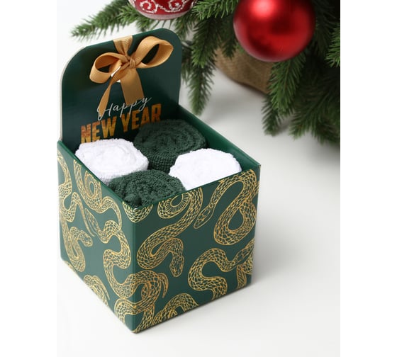 Изображение товара Набор махровых полотенец Этель "Золотые змеи" 30x30 см, 4 шт., хлопок 340 г/м2 10715162