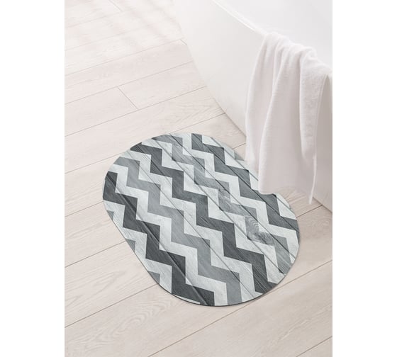 Изображение товара Коврик для ванной и туалета овальный противоскользящий JOYARTY Будничный зигзаг 58x38 см sbm_4316_58x38