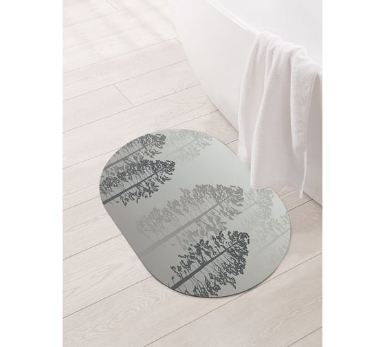 Изображение товара Коврик для ванной и туалета овальный противоскользящий JOYARTY Деревья в тумане 58x38 см sbm_19688_58x38