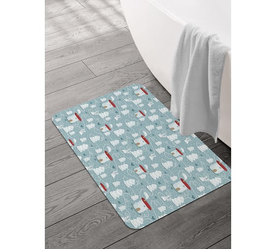 Изображение товара Коврик для ванной и туалета JOYARTY 58x38 см Снежное поселение sbmrec_427858_58x38