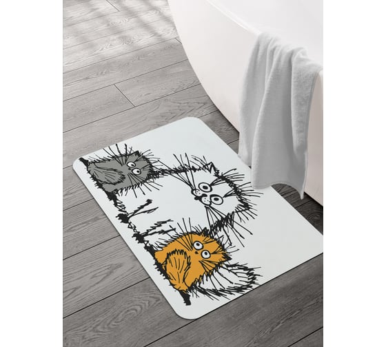 Изображение товара Коврик для ванной и туалета JOYARTY 58x38 см Мохнатые коты sbmrec_17711_58x38