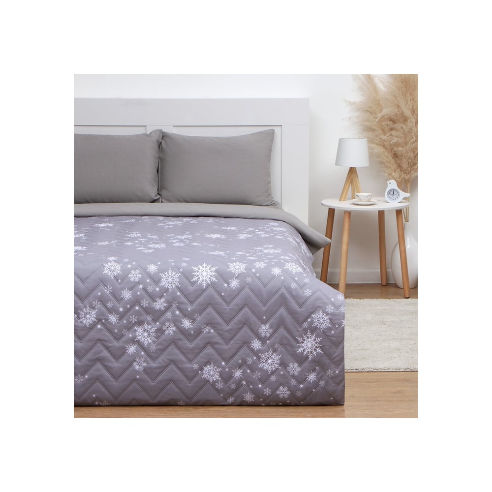 Изображение товара Покрывало LoveLife евро Star 200x210 см микрофайбер серое снежинки