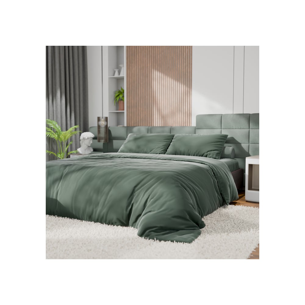 Изображение товара Комплект постельного белья Этель 1,5 сп Tencel 155х210 см, 160х245 см, 50х70см-2шт, цв. оливковый 10655041