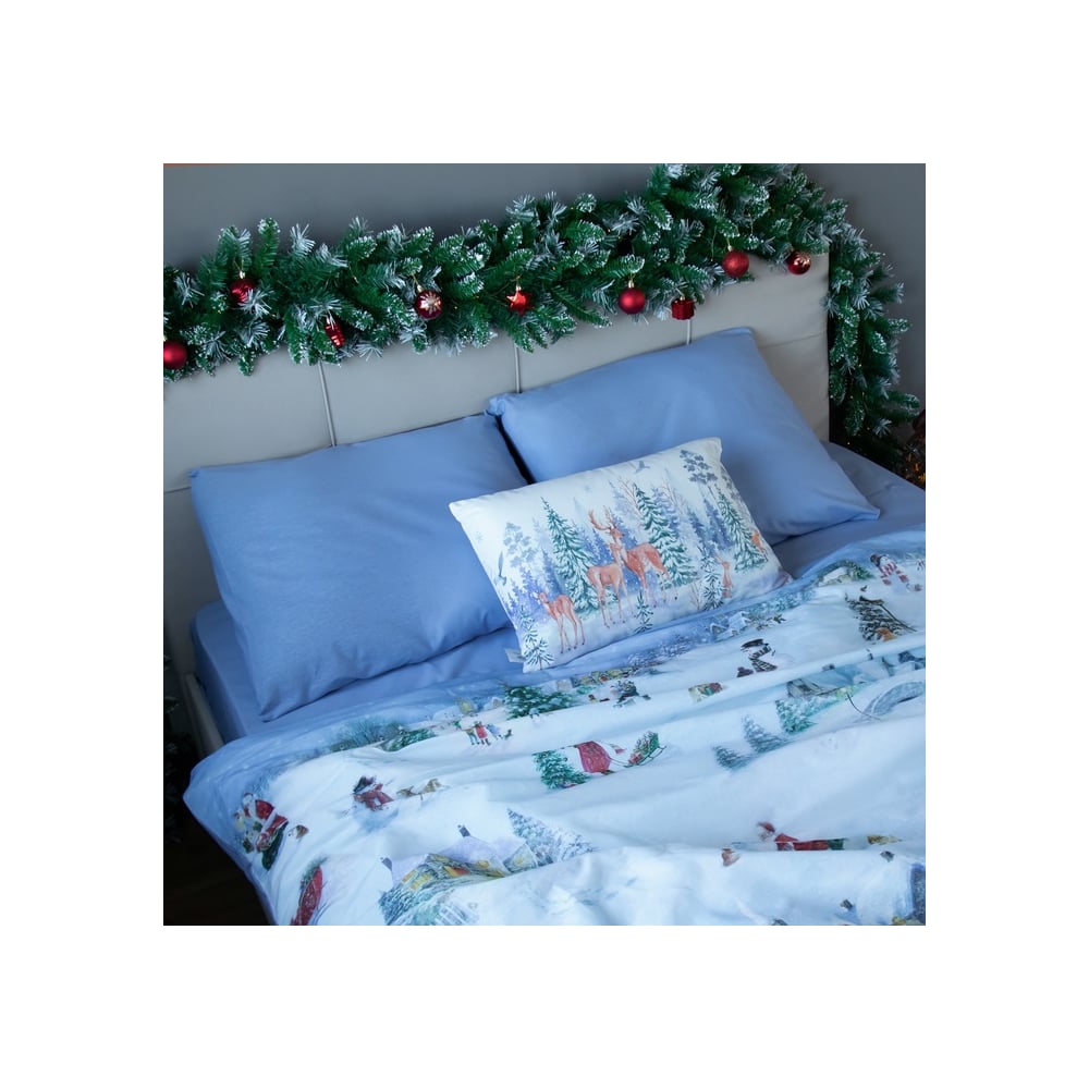 Изображение товара Комплект постельного белья Этель Magic time полутораспальный голубой с животными 4 шт