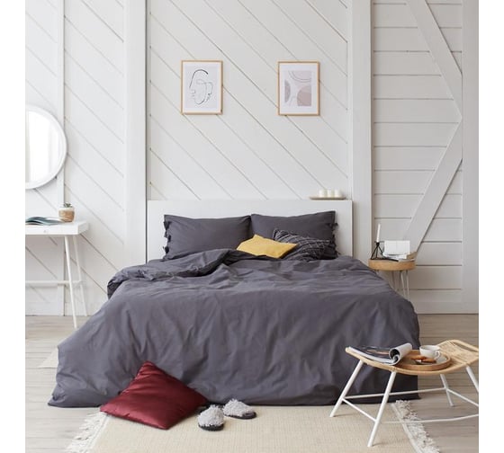Изображение товара Комплект постельного белья Этель 1,5 сп "Серая гавань" 143х215, 140х200х25, 50х70-2 шт, 100%хлопок, бязь, 136 г/м² 5515468